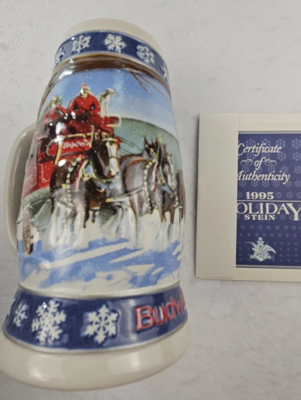 Budweiser 1995 Collector Vintage Holiday Stein 